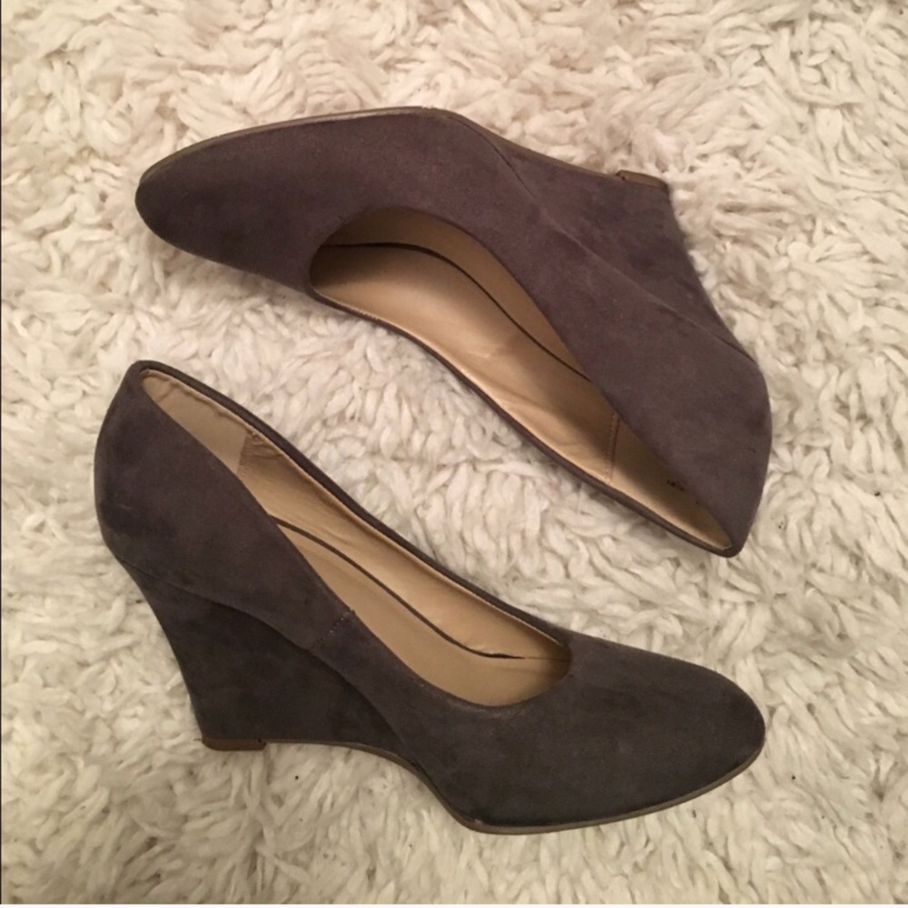 Grey suede wedges
